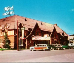 Jackson Wyoming WY Wort Hotel Street View Woody Wagon Cars Chrome Postcard T12 - £5.93 GBP