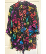 LulaRoe Women Multi-color Large Kimono Sleeve Open Fly Away Lindsay Card... - €17,07 EUR