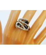 Stunning JTV silver tone cocktail ring with white &amp; black stones - £39.28 GBP