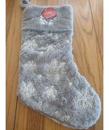 December Home Gray Fuzzy Snowflake Christmas Stocking - Brand New - $466.89 MXN
