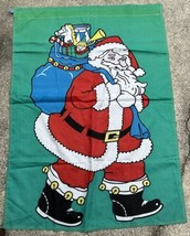 Vtg Santa Claus Toy Bag Christmas Yard Porch Garden Flag  Approx 40” X 28” - £4.70 GBP