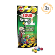 3x Bags Toxic Waste Sour Smog Balls Crunchy Novelty Candy With Chewy Center 3oz - £10.53 GBP