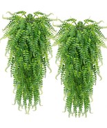 Clong 2 Pcs Artificial Hanging Ferns Plants Vine Fake Ivy Boston Fern Ha... - £33.02 GBP