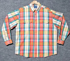 Wrangler Western Shirt Mens XL Orange Plaid Long Sleeve Button-Down Cowb... - $26.77