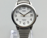 Timex Easy Reader Watch Women 27mm Silver Tone Date Stretch Band New Bat... - $24.74