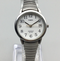 Timex Easy Reader Watch Women 27mm Silver Tone Date Stretch Band New Battery b1 - £19.56 GBP