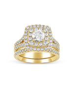 14K Yellow Gold 2ct TDW Diamond Double Halo Bridal Ring &amp; 1 Band - $4,139.99