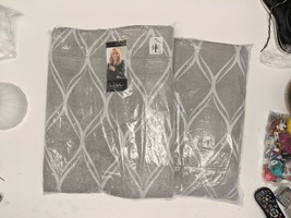 2 Nicole Miller Ash Grey Circuit Curtain Panels 54&quot; x 96&quot; Hidden Tab Rod Pocket - £35.09 GBP