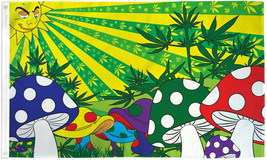 Mushroom Marijuana Flag 3x5ft 420 Pot Weed Stoner Flag Marijuana Leaf Flag 100D - £13.57 GBP