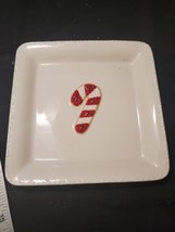HALLMARK CANDY CANE SUGAR COOKIES RECIPE 7&quot; PLATE SQUARE NWT - $7.60