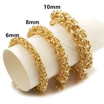 6/8/10MM Charming Jewelry Stainless Steel Gold Color Handmade Circle Byzantine C - £20.02 GBP