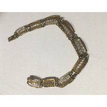 VINTAGE BI-COLORED 800 SILVER FILIGREE LINK BRACELET SKY - $50.19