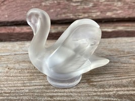 VTG Lalique France Miniature 2&quot; Frosted Glass SWAN Figurine Signed - $39.55