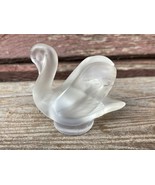 VTG Lalique France Miniature 2&quot; Frosted Glass SWAN Figurine Signed - £31.12 GBP