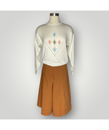 Vintage Early 1980s Coulottes Skort Brown Textured Women&#39;s Med L - £32.53 GBP