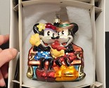 Christopher Radko Disney Mickey &amp; Minnie Winter Romance Glass Christmas ... - £53.28 GBP