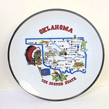 Vintage Plate Oklahoma The Sooner State  Gold Rim 7.5 Inches Map - £12.61 GBP
