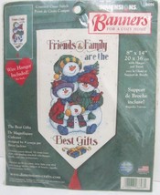 Dimensions Friends Family Snowman Banner Bell Pull Cross Stitch Kit #8696 vtg - £13.14 GBP