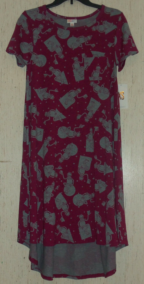 NWT WOMENS Disney / LuLaRoe Carly Kermit the Frog PRINT KNIT SWING DRESS... - $32.68