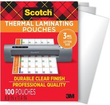Scotch Thermal Laminating Pouches, 100-Pack, 8.9 x 11.4 inches, Letter Size - $19.94