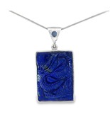 Starborn Carved Dragon Lapis Lazuli Kyanite Pendant Necklace (22&quot;) Blue - $350.55