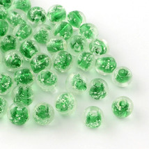 10 Glow In The Dark Glass Beads 10mm Lampwork Green Jewelry Making Supplies Set - £4.77 GBP