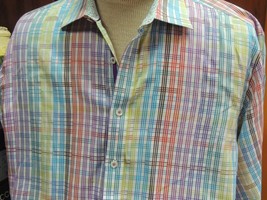 Mens XL Bugatchi Uomo Long Sleeve Shirt 100% Cotton multicolored Stripes... - £30.12 GBP