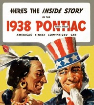 1938 Pontiac FULL-LINE Vintage Color Sales Brochure "Here's The Inside..'' Us A - $38.44