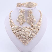Fashion African Jewelry Set  Dubai Gold Jewelry Set Women Customer Nigerian Wedd - £28.38 GBP