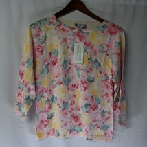 NEW Pendleton Large Floral Boat Neck 3/4 Sleeve Sweater Pullover Top Blouse - £27.53 GBP