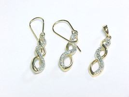 JEWELRY SET - Two Tone Gold on Sterling Silver Diamond Accent EARRINGS n... - £37.96 GBP