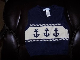 Janie and Jack Riviera Resort Blue Anchor Sweater Vest Size 12/18 Months... - £13.84 GBP