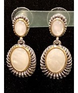 Southwestern Moonstone Cabochon Two-Tone Dangle Earrings - $12.34