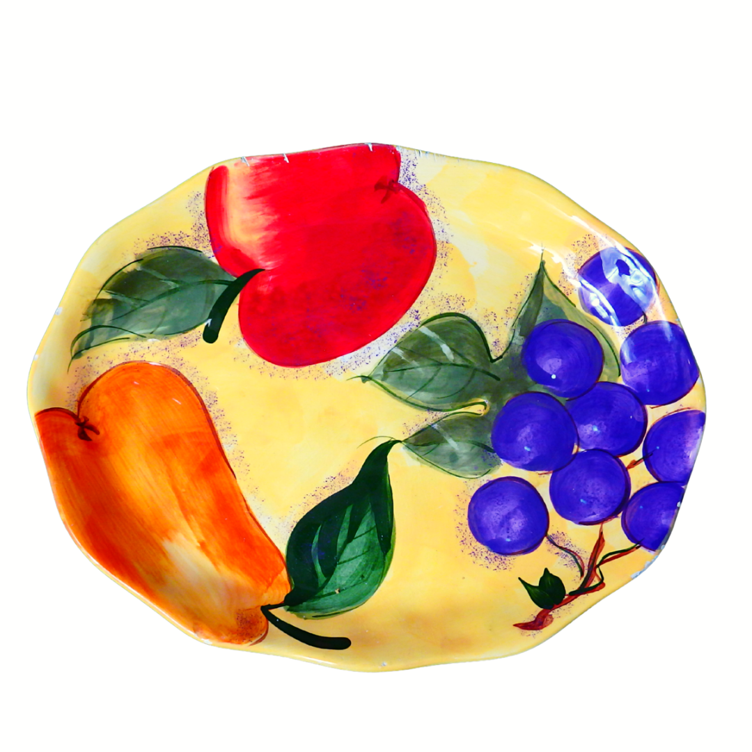 Farmhouse CottageCore Oval Serving Platter | Verdona Model | Fruit Design - $12.00