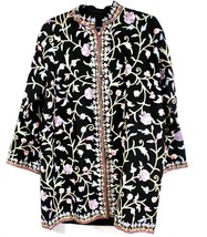 Vintage Embroidered Coat Jacket Wool Colorful Floral Chinese 44&quot; Bust Wo... - $221.86