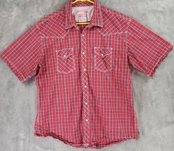 Wrangler 20X Shirt Mens Extra Large Red Plaid Western Competition Pearl Snap - £17.40 GBP