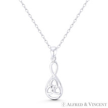 Trinity-Knot Triquetra &amp; Eternity 925 Sterling Silver Irish Celtic Charm Pendant - £13.08 GBP+