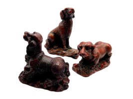 3 Vintage Chinese Cinnabar FENG SHUI Dog Figurines, Red Dogs Collectible - $18.49