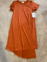 LulaRoe Carly Dress solid textured pumpkin fall Hi Lo Swing Sz XS NEW wi... - £14.53 GBP