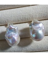 Natural Baroque Pearl Drop Earrings Iridescent 925 Silver Post Minimalis... - $39.99