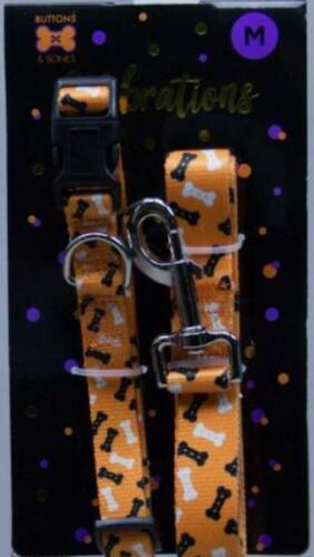 Buttons &amp; Bones Halloween Dog Collar &amp; Leash Set Size Medium - £11.32 GBP