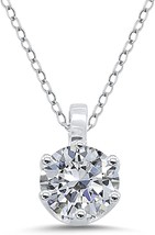 3.50CT Solitaire Round Cut Zirconia Pendant Necklace for Women 14k Gold Over - £38.71 GBP