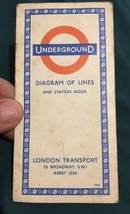 1966 London Transport Underground Diagram Of Lines and Station Index - £7.15 GBP