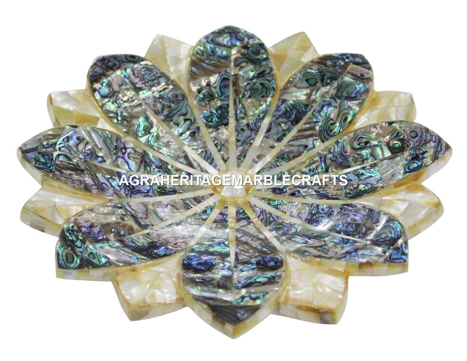 Primary image for Marble Fruit Inlay Bowl Pauashell Mother of Pearl Precious Stone Decor H1423