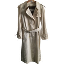 Evan-Picone Double Breasted Long Trench Coat Belt Lined Tan Beige L XL 46&quot; Bust - £112.66 GBP