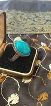 Antique Vintage Victorian Turquoise Sterling Silver Ring -  UK Size P, U... - £93.08 GBP