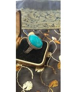 Antique Vintage Victorian Turquoise Sterling Silver Ring -  UK Size P, U... - £94.17 GBP