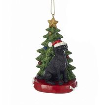 Black Lab Labrador Wearing Santa Hat with Christmas Tree Ornament C7954B... - $16.81