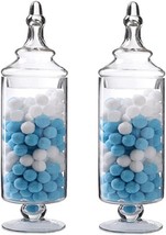 Livejun Glass Apothecary Jars, 2 Pc., Clear Elegant Storage Jar Decorative Candy - £31.26 GBP