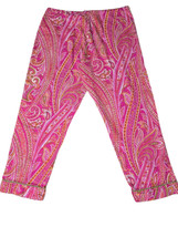 Bed Head Cropped Pajama Pants  M Pink &amp; Green Paisley PJ Bottoms 100% Co... - $26.17